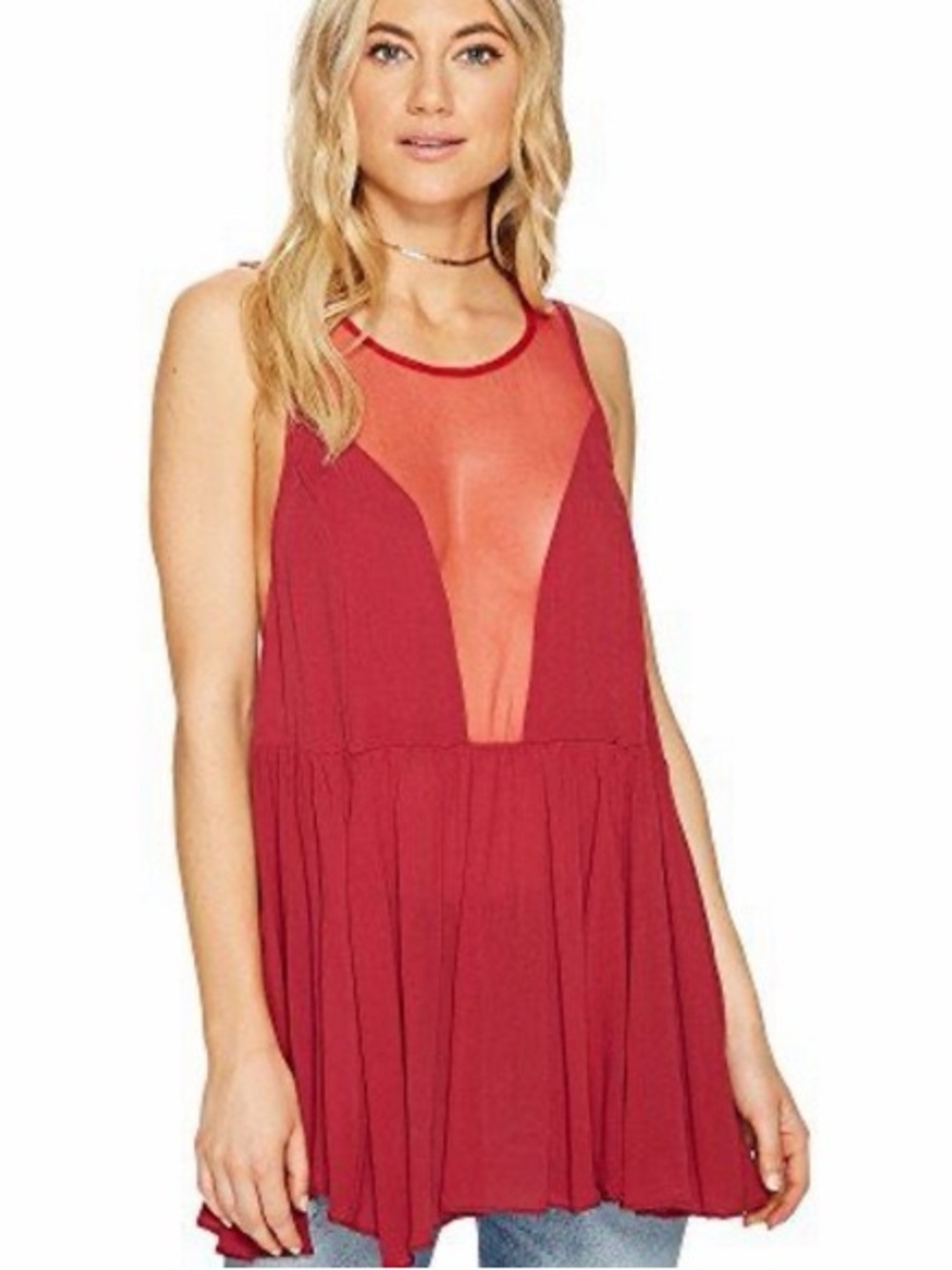 Free People Black Marble Tank in Raspberry - Picture 3 of 9